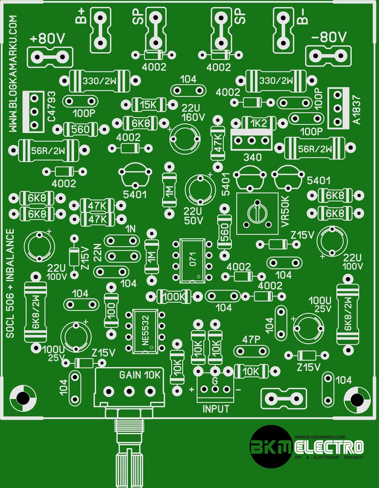 Layout PCB Driver SOCL 506 Plus Input Balance BLOGKAMARKU