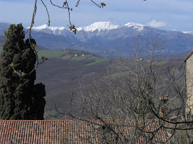 The snow capped Corno alle Scale mountain is close to Biagi's home village of Lizzano in Belvedere
