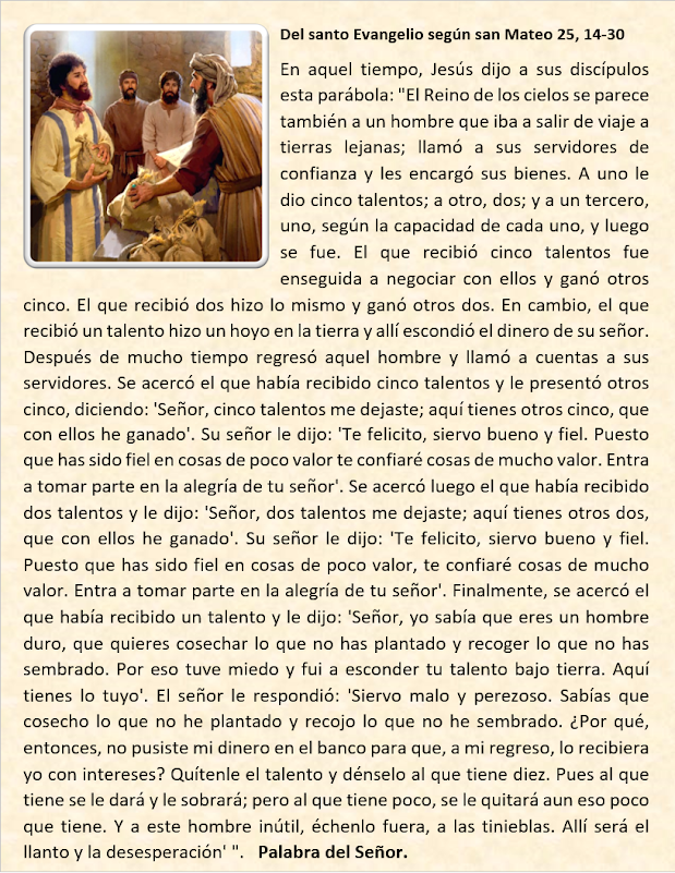 "MI PARROQUIA DE LOS DOCE APÓSTOLES" EL EVANGELIO DE HOY. 28 DE AGOSTO