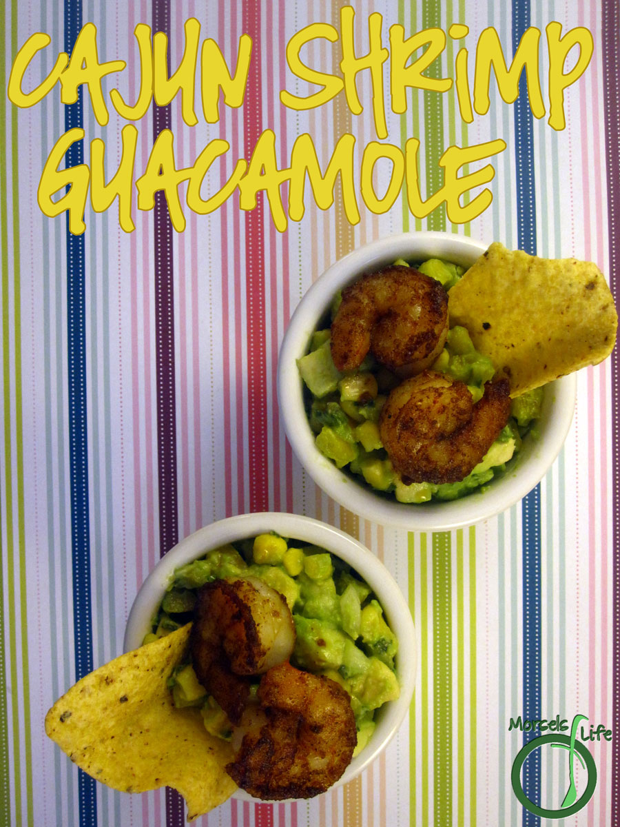 Morsels of Life - Cajun Shrimp Guacamole - Avocado, onions, and bell pepper combined with Cajun seasoned shrimp for one mighty tasty Cajun shrimp guacamole.