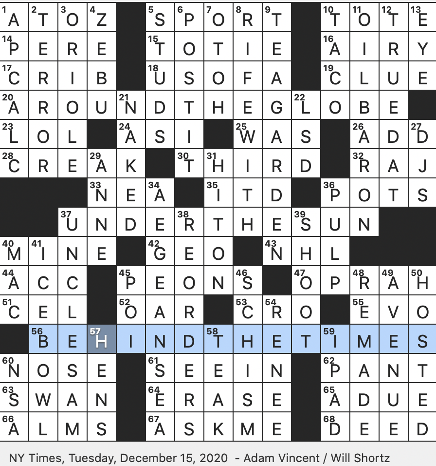 rex parker does the nyt crossword puzzle comic fields on old ed sullivan shows tue 12 15 20 annual video game competition for short nickname of 1967 nfl championship game famously played at about 15