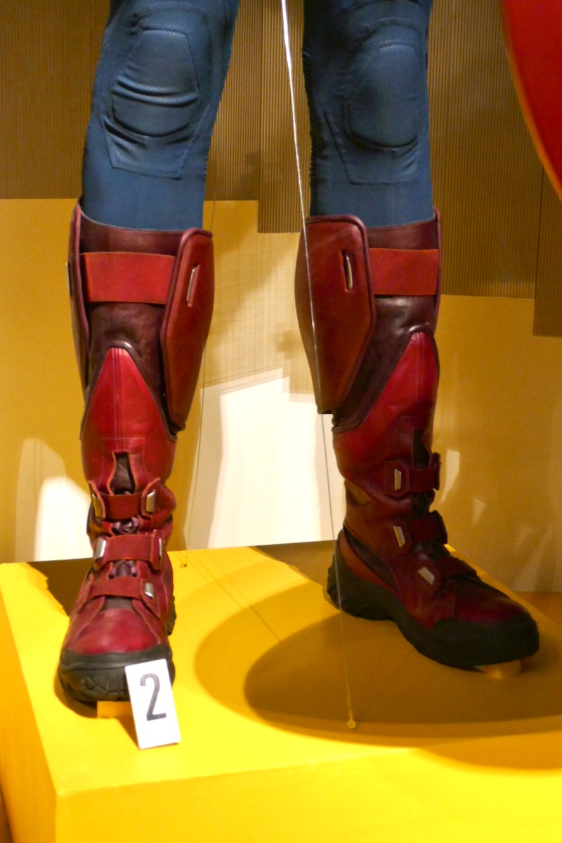 Hollywood Movie Costumes and Props Captain America costumes from Avengers Endgame on display