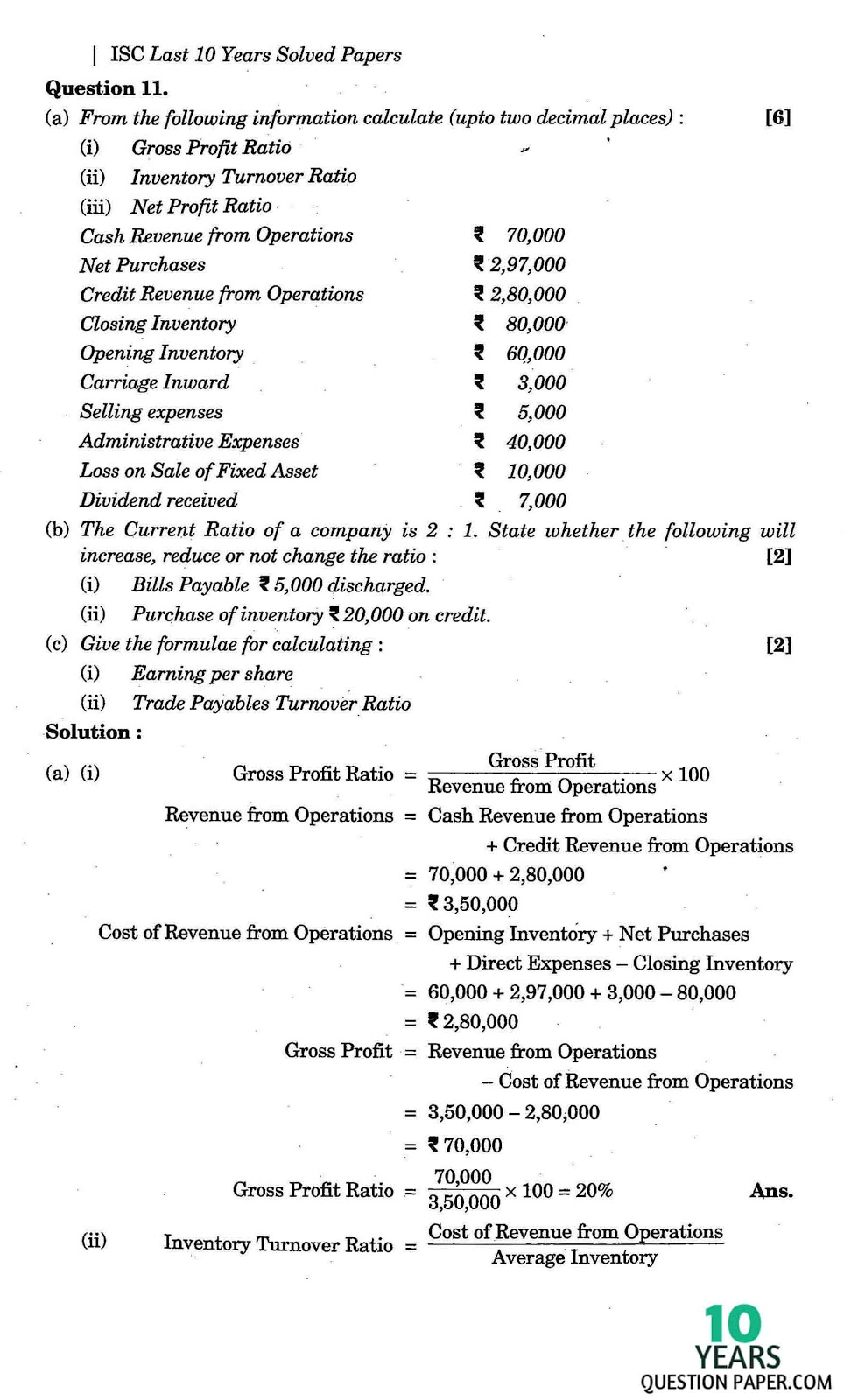 isc 2015 class 12th Accountancy question paper solution isc 2015 class 12th Accountancy solved question paper