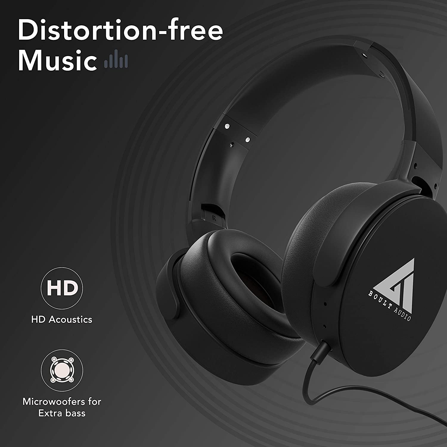 Boult Audio Bass Buds Q2 OverEar Wired Lightweight Stereo Headphones