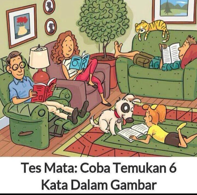 Jawaban Soal Tes Mata, Temukan 6 Kata dalam Gambar