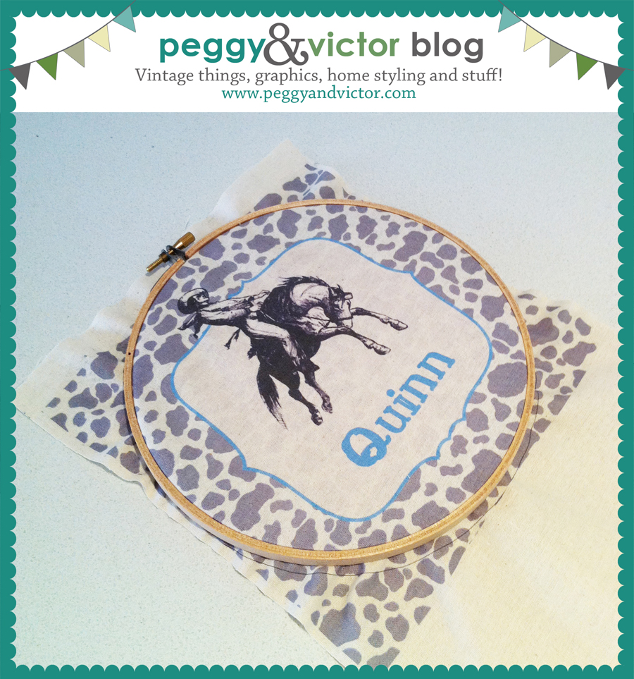 Peggy and Victor DIY vintage art using embroidery circle frames