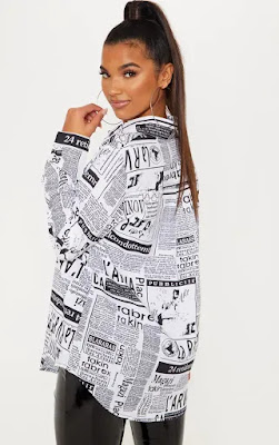 Mono Newspaper print oversized shirt back side