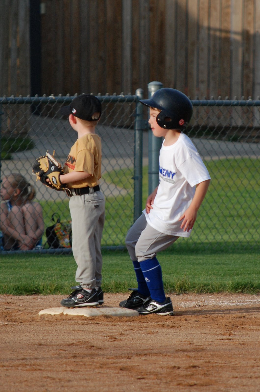 a blonde and 3 boys Mr. Third Baseman...