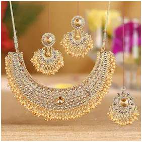Kundan Golden Pearl Bridal Necklace Set Bindya.