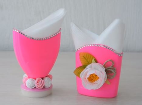 Aprende cómo hacer servilleteros reciclando botellas de shampoo ~ Haz