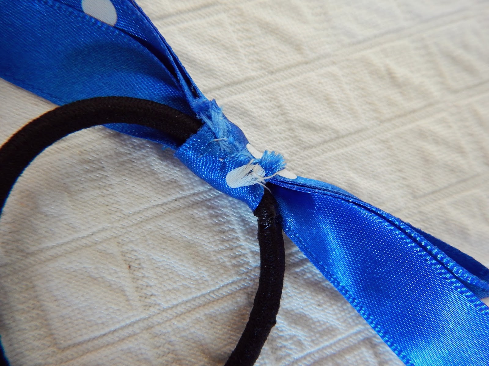 Blue ribbon hair ties - wide 11