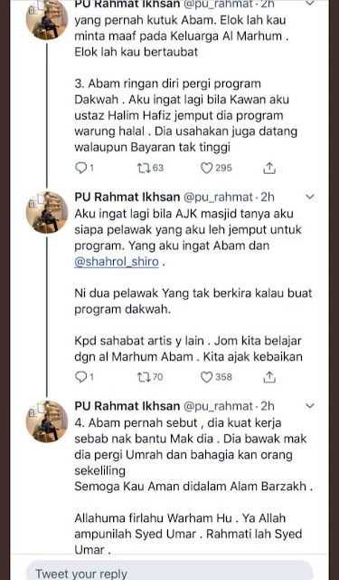 Apa Amalan mu Abam Perginya seorang penghibur Syed Umar Mokhtar Al-Jeffrey bin Syed Mohd Ridzuan Al-Juffrey rumah abam bocey  abam bocey dna  wajah anak abam bocey  drama lakonan fad bocey  puteh maharajalawak  achik bocey  biodata isteri achey  kumpulan puteh maharaja lawak 2019