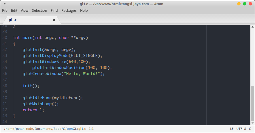 Text Editor Atom untuk Menulis Program C