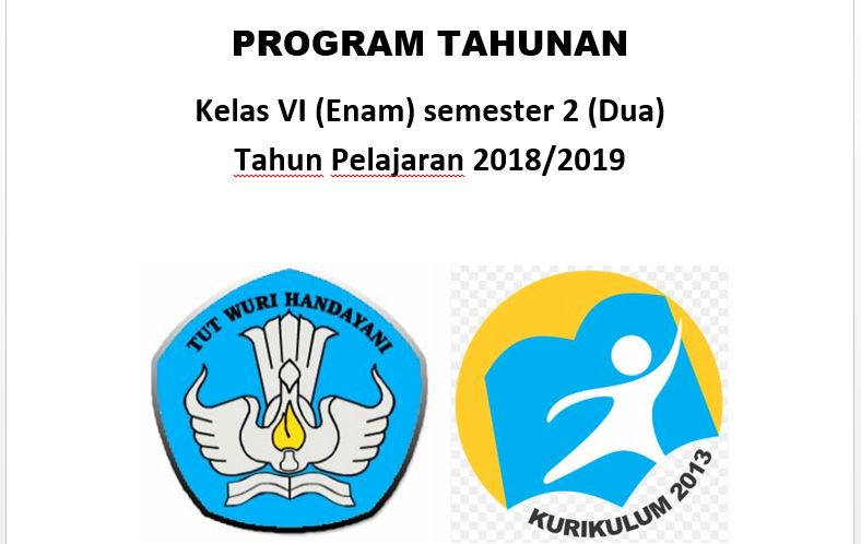 Download Prota Program Tahunan Kelas Vi 6 Sd Mi Semester 1 Dan 2 Kurikulum 2013 Tahun Pelajaran 2018 2019 Guru Jumi