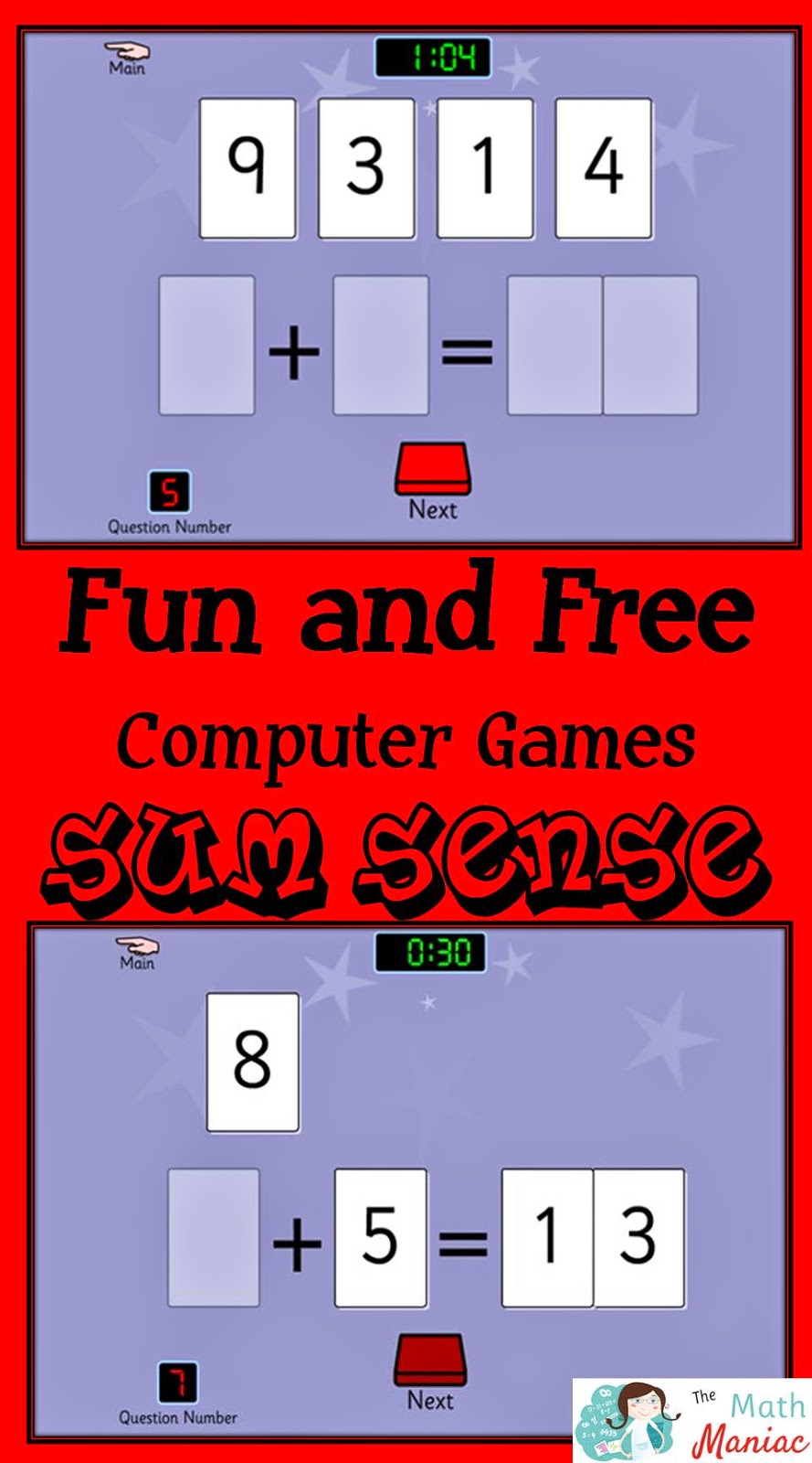 The elementary math maniac fantastic and free computer game sum add