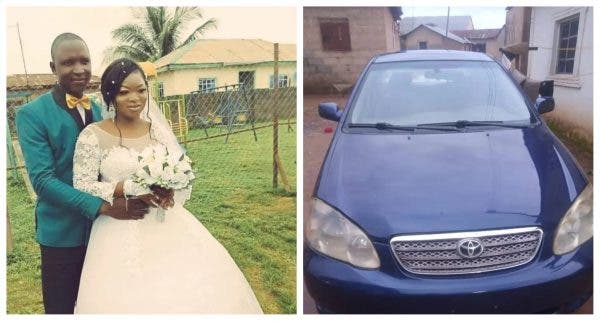 Nigerian woman gifts her husband a  brand new car on their wedding day