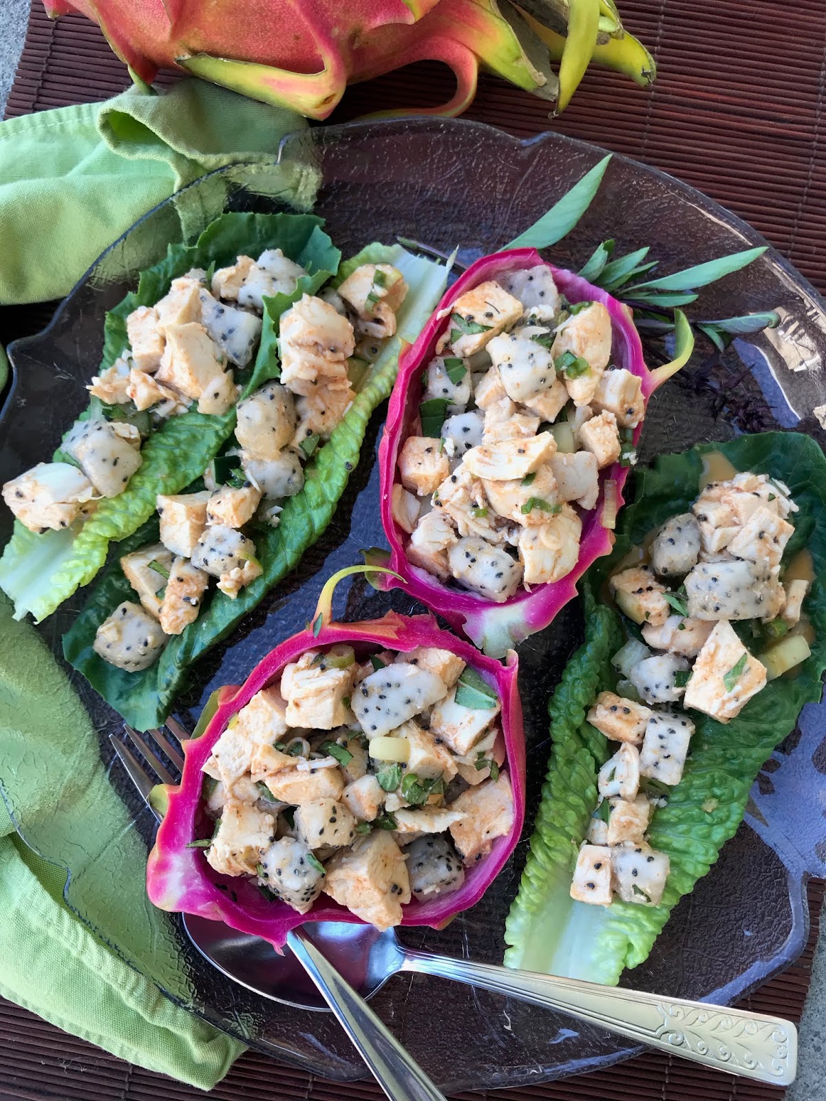 Savory Moments: Thai red curry dragon fruit chicken salad
