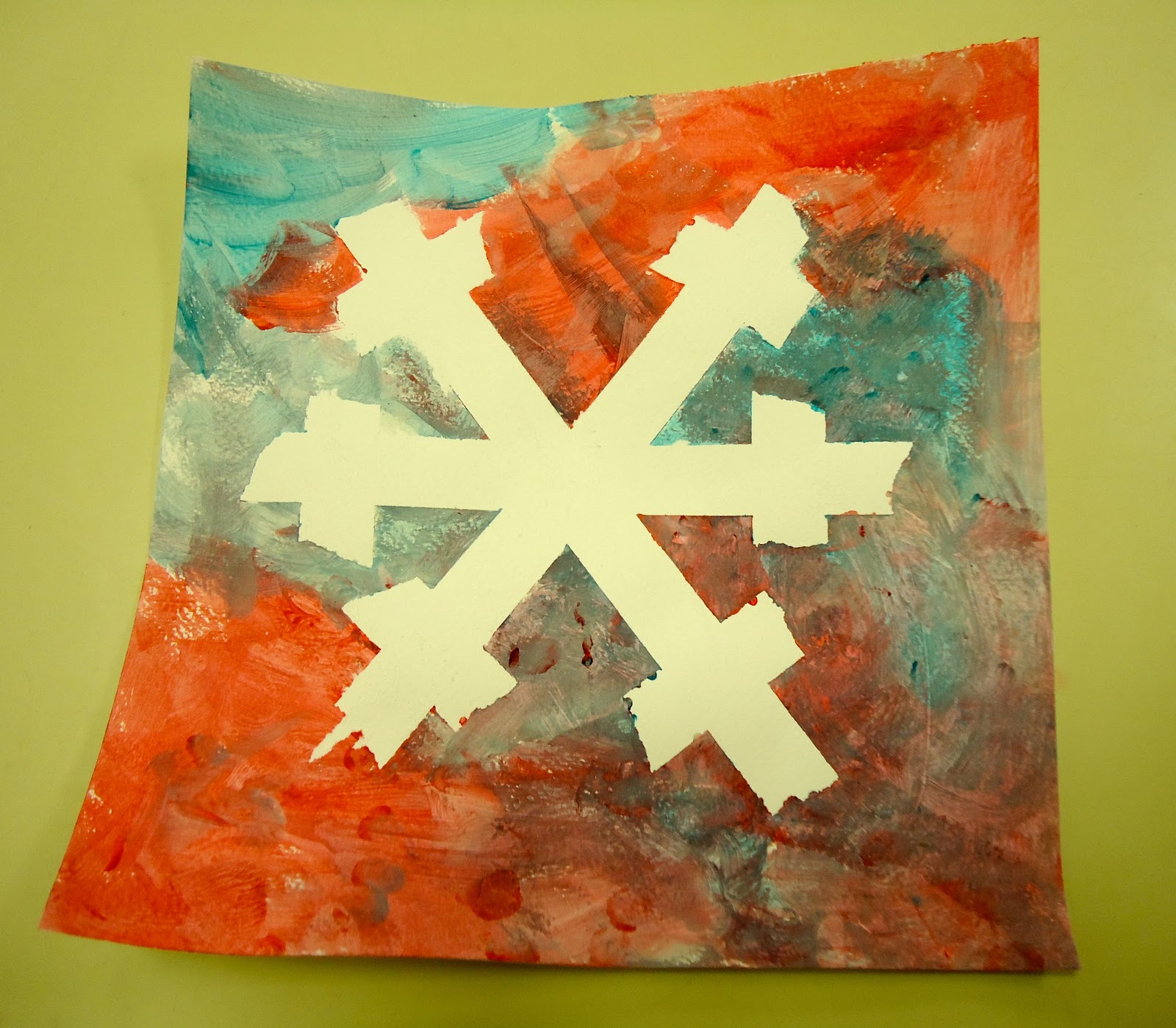 To the Lesson! Tape Resist Snowflakes