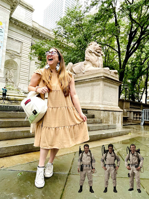 Jamie Allison Sanders is showing off her Halloween Spooky Season looks in a Ghostbusters Peter Venkman bound at the New York Public Library.
