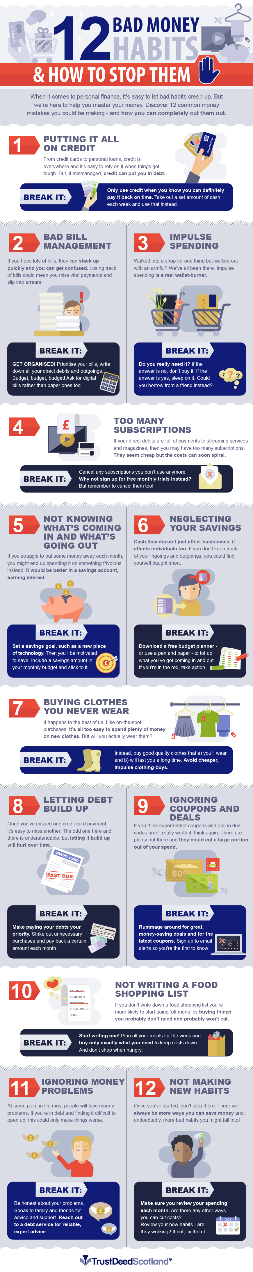 12 Bad Money Habits And How To Stop Them - #infographic