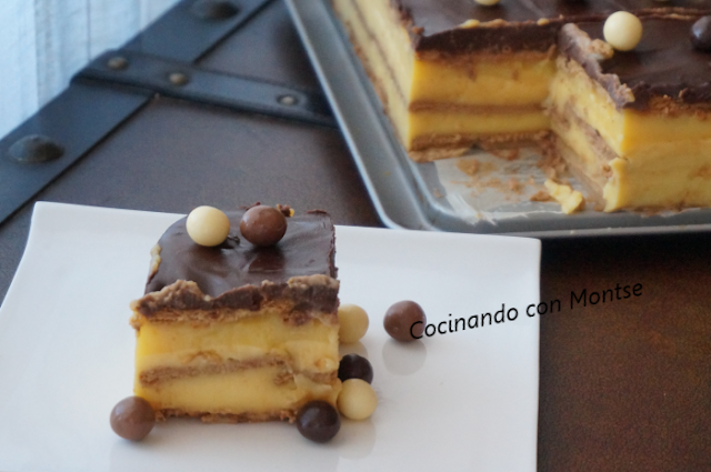 Tarta de la abuela: Tarta de galletas, chocolate y flan