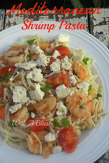 Mediterranean Shrimp Pasta ~ If you like Mediterranean food - you will LOVE this quick and easy Shrimp pasta dish #Pasta #ShrimpRecipe #LowFat