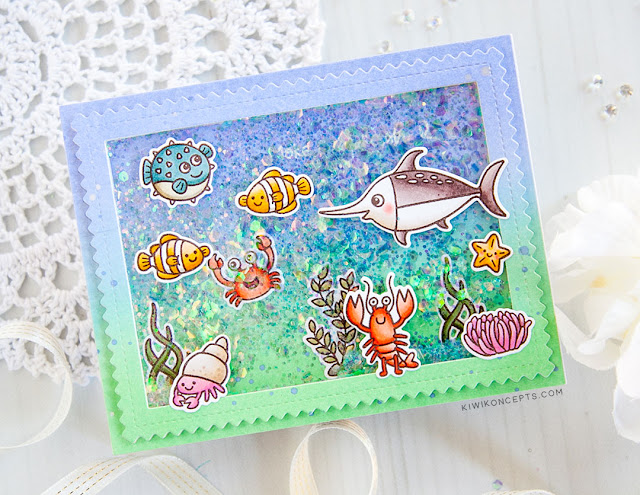 Sunny Studio Stamps: Best Fishes Frilly Frames Dies Ocean Themed Cards by Keeway Tsao