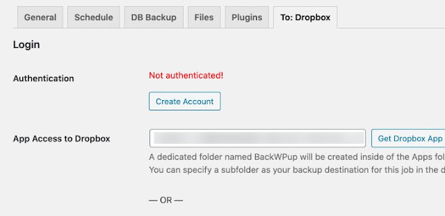 Dapatkan kode autentikasi Aplikasi Dropbox
