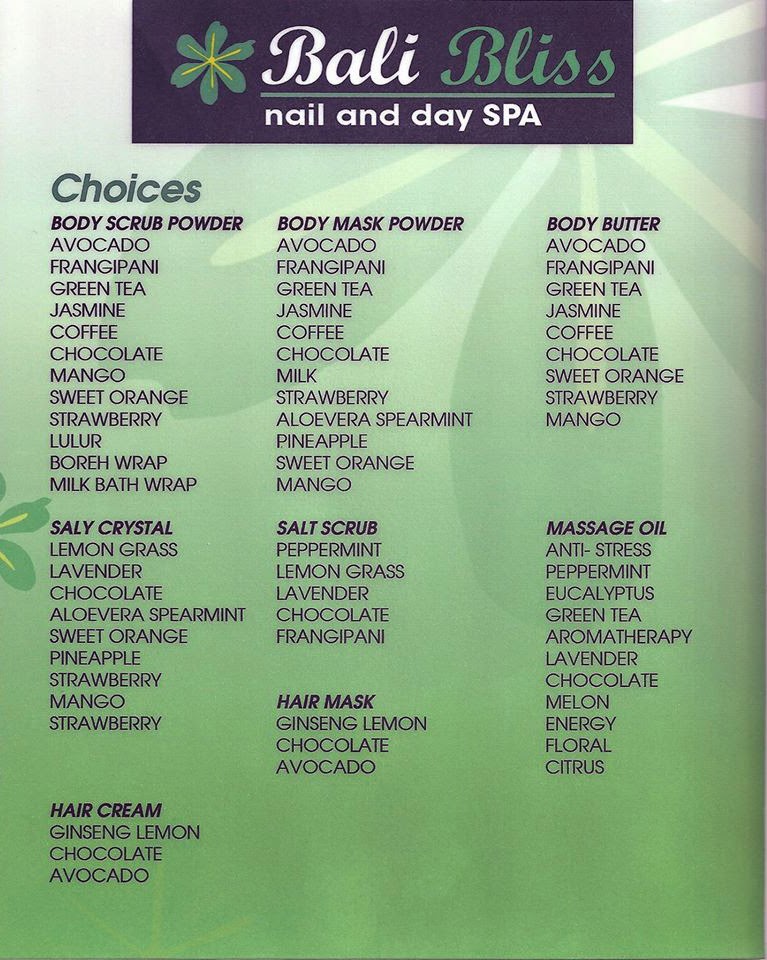 Bali Bliss Nail and Day Spa Services