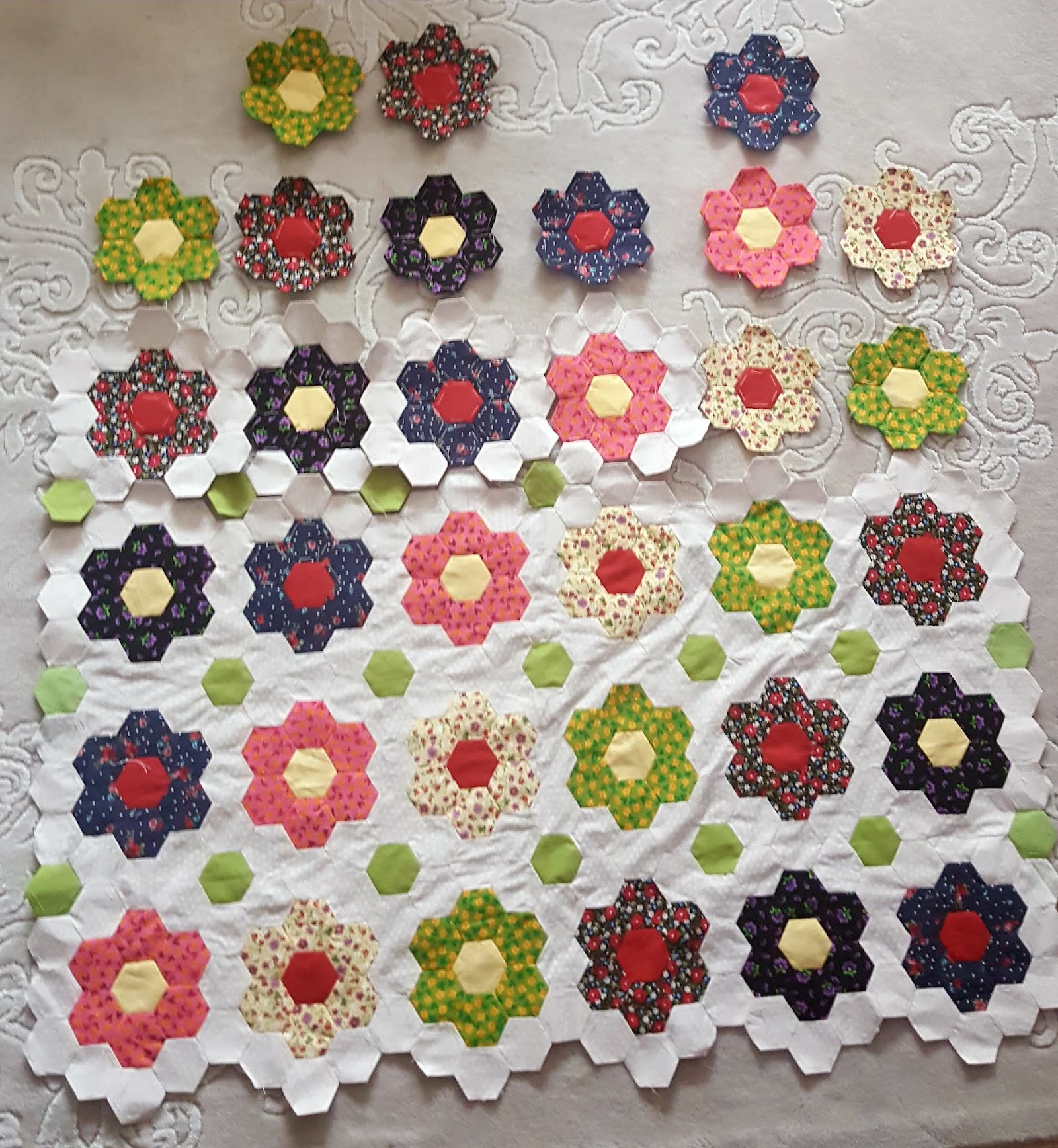 Almost A Flower Garden Quilt Pattern