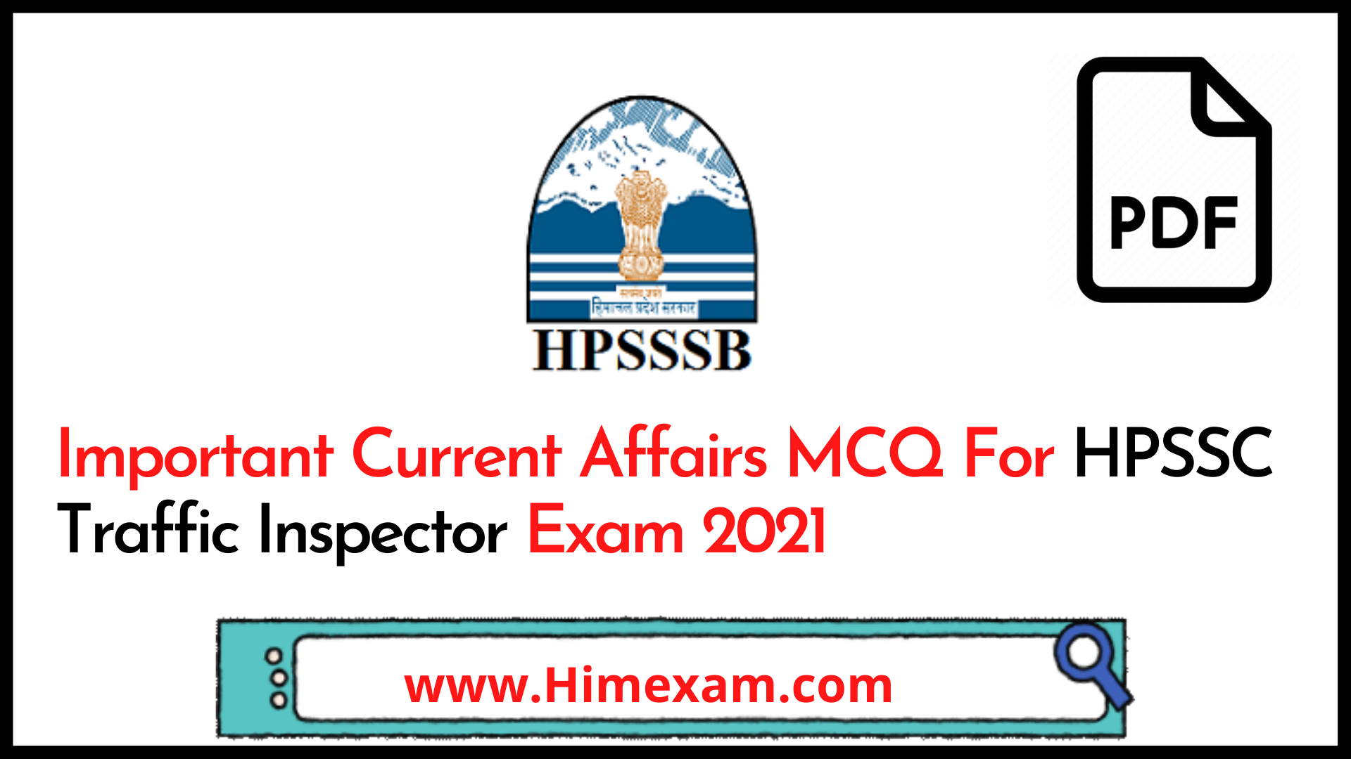 Important Current Affairs MCQ For HPSSC Traffic Inspector Exam 2021 Important Current Affairs MCQ For HPSSC Traffic Inspector Exam 2021