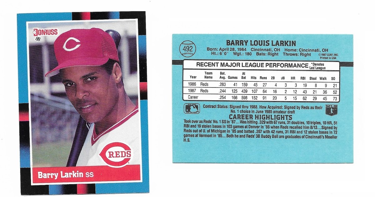 Barry Larkin Collection 801 1988 Donruss 492 Factory set version