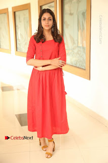 Actress Lavanya Tripathi Latest Pos in Red Dress at Radha Movie Success Meet  0004