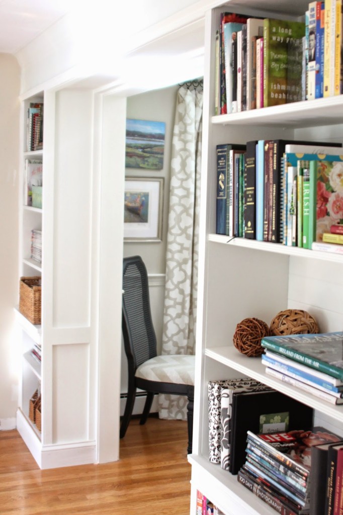 DIY built ins flanking doorway