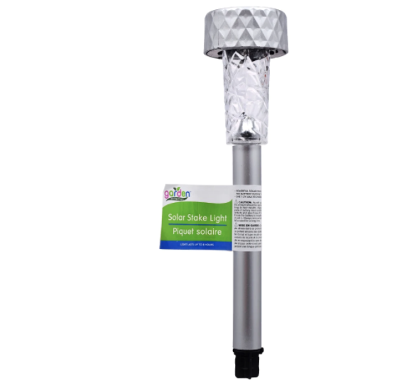 Dollar Tree Garden Collection Diamond Textured Silver Solar Stake Lights, 14 in