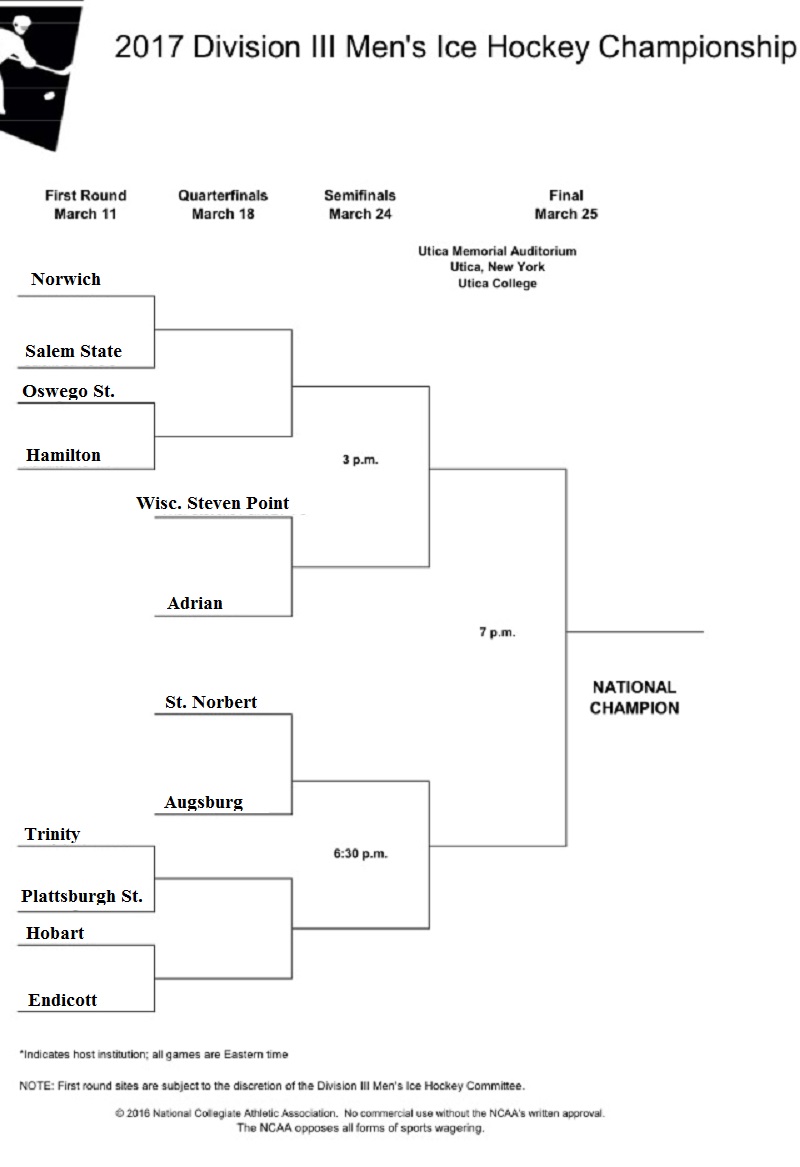 Local Big Time D3 Hockey National Tournament Bracket Matchups