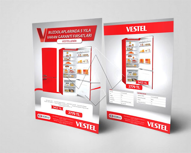 Vestel buzdolabı, beyaz eşya kampanya el ilanı broşür örneği