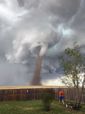 Lustige Bilder zum lachen - Rasen mähen bei Sturm Lustige Bilder zum lachen - Rasen mähen bei Sturm