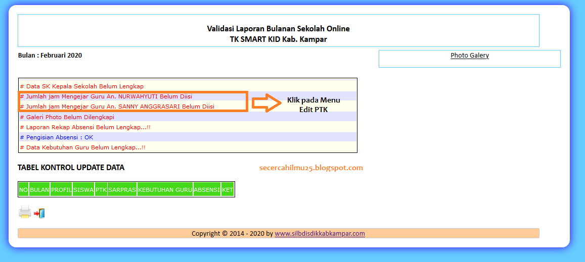 Panduan Pengisian Laporan Bulanan Sekolah Online Paud Secercah Ilmu