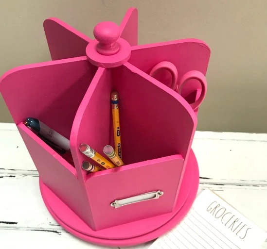 Thrifted CUREiously Pink Desk Organizer