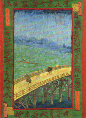 Bridge in the rain; after Hiroshige