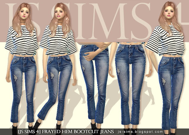 [JS SIMS 4] Frayed Hem Bootcut Jeans