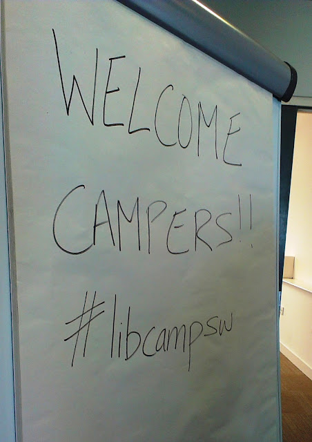 Library Camp 'welcome campers' sign