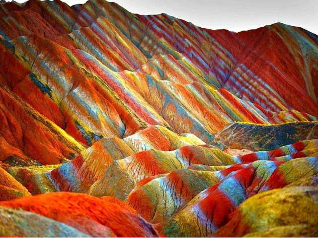 Colorful mountains in china are is a heaven on earth places