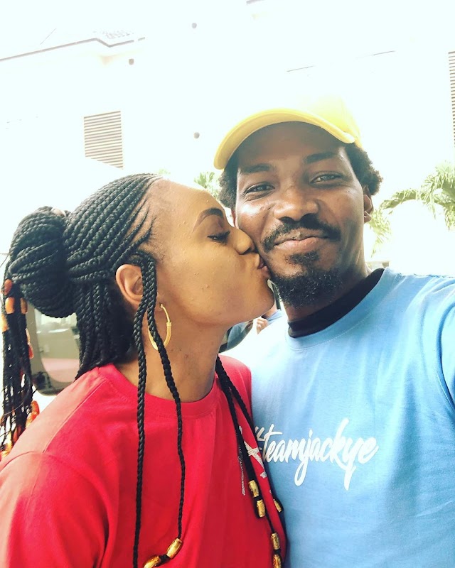 Ex-BBNaija housemate, Jackye shares a kiss with her boyfriend to wish him a 'Happy Birthday' (Photo)