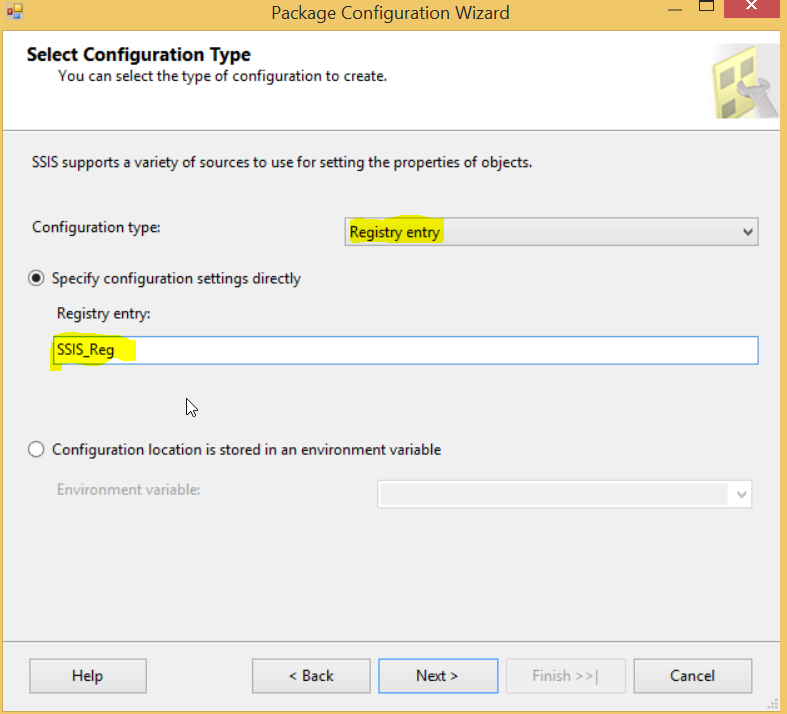 Implementing Registry entry configuration in SQL Server Integration