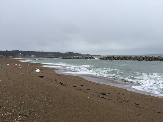 福井県浜地海水浴場　石拾い