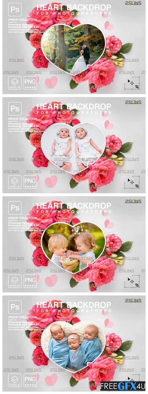 Heart Flower Digital Frames Overlay
