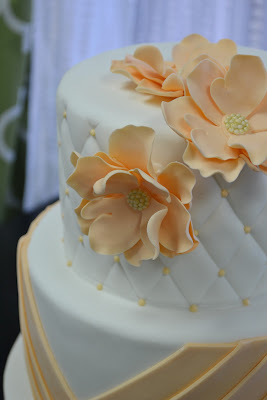 Sweet Cakes by Rebecca - peach wedding cake with peach sugar flowers