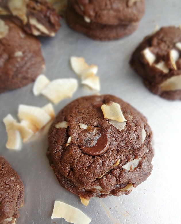 Double Chocolate Chip Cookies with Toasted Coconut